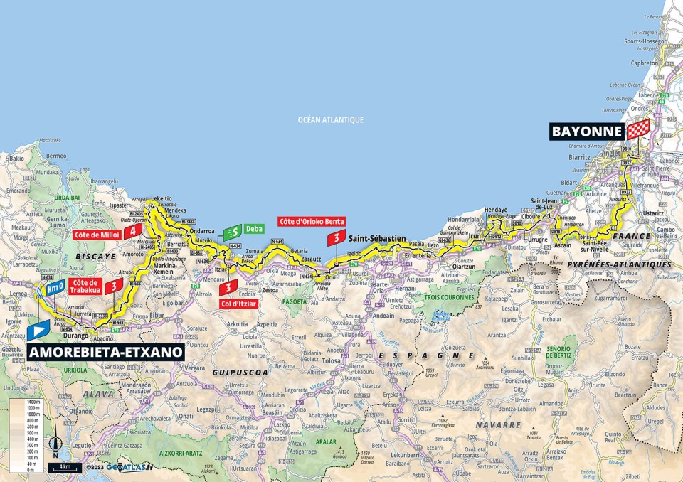 térkép a 2023-as Tour de Framce 3. szakaszához 