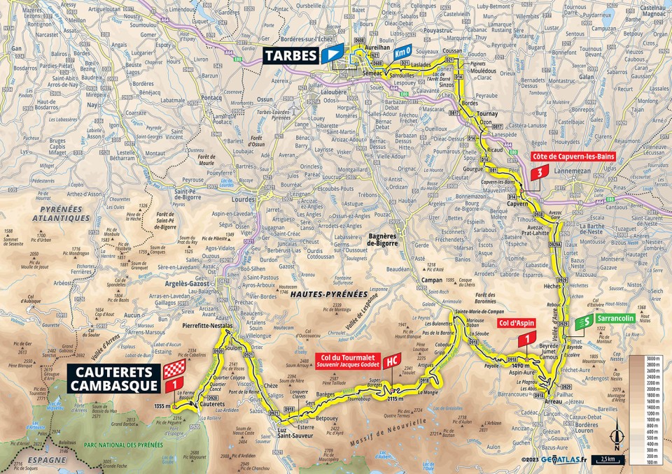 Térkép a 2023-as Tour de Framce 6. szakaszához